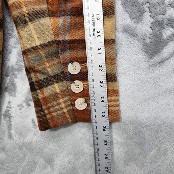 Free People Blazer Womens L Neutral Brown Mari Heavyweight Wool Blend Plaid - Picture 11 of 11